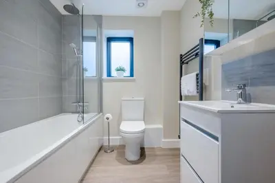 a bathroom with a toilet and a sink and a shower at 2 Bed in Tintagel oc-a32939 in Tintagel