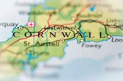 a close up of a map of the united states at Cosy Coastal Falmouth Studio with Free parking & WiFi in Falmouth