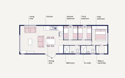 a floor plan of a house at Vyvyenne Lodge in Padstow