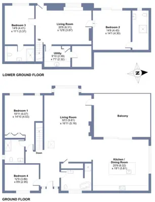 a floor plan of the lower ground floor of a building at Tamarind Tide in Portreath