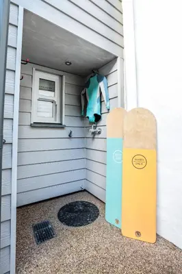 a small room in a house with a door at Wavecrest in Portreath