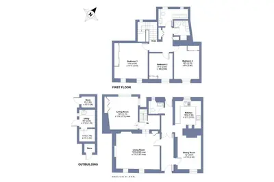 a floor plan of a house at Mariners Cottage in Saint Mawes