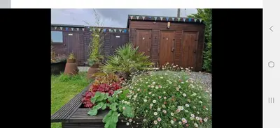 a garden with flowers and a wooden fence at I do glamping penhallow campsite Ltd in Truro