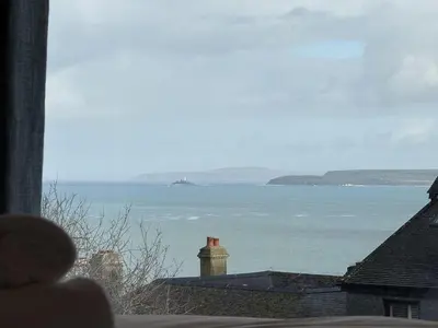 a view of the ocean from a window at Seaview Clearwater in St Ives