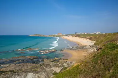 a view of the beach from a cliff at 2 Bed in Newquay oc-j32859 in Newquay