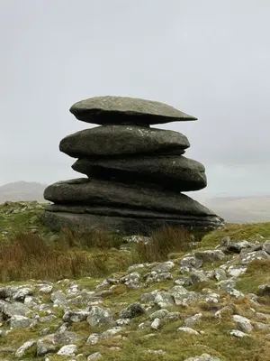 a pile of rocks on top of a hill at The Eliot Cottage in South Petherwin