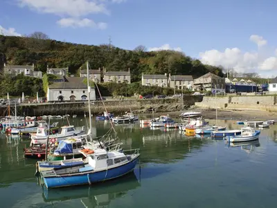 a group of boats are docked in a harbor at Little Content Farm Cottage in Cury