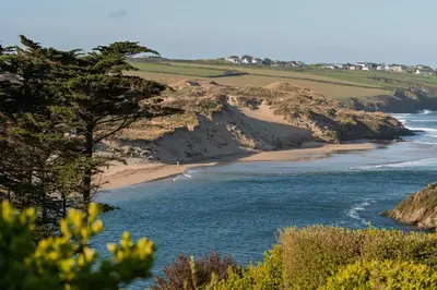 a view of the ocean and a beach at Boho-Chic Apartment with Sea Views & Parking in Newquay