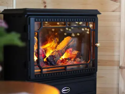 a fireplace with some food cooking in it at Holiday Home für 1 Personen - 1 Kind ca- 33 m² in Ludgvan- Cornwall by Interhome in Ludgvan