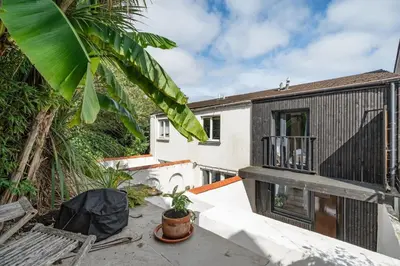 a view from the balcony of a house at Modern Townhouse in Central Falmouth Nr Seafront in Falmouth