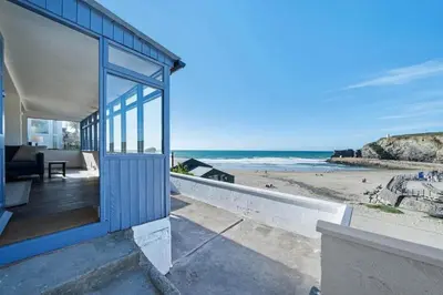 a house with a view of the beach at Beach House with Stunning Sea Views in Portreath