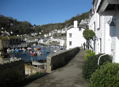 a view of a harbor with boats in the water at Porthallow Lodge 350m to SWCP Talland Bay Retreat in Talland