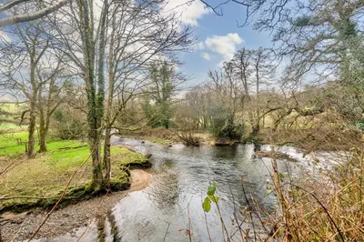 a river in the middle of a field with trees at 4 Bed in Tresarrett oc-b34254 in Blisland
