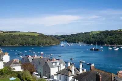 a view of a harbor with boats in the water at Harbour Hotel Fowey in Fowey