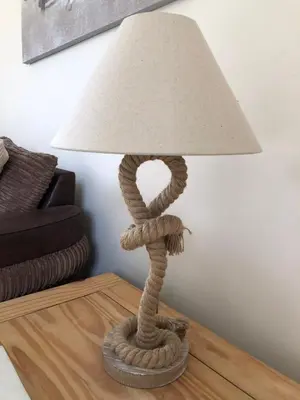 a nautical table lamp with a rope lamp shade at 2 Fernleigh Villas in Perranporth