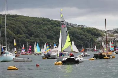 a bunch of sailboats in a body of water at Sky Cottage in Golant village near Fowey in Fowey