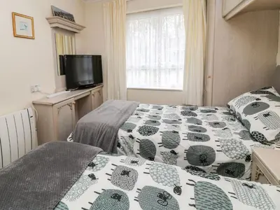 a bedroom with two twin beds and a television at Peacehaven in Liskeard