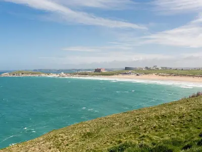 a view of a beach and the ocean at Cribbar View in Newquay