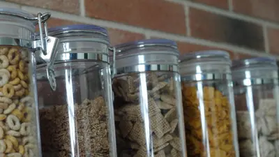 a group of glass jars filled with different types of nuts at Falmouth Bay in Falmouth