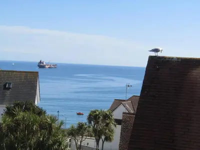 a large ship in the ocean with palm trees at The Westcott by the Sea - Just for Adults in Falmouth