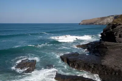 a view of the ocean from a cliff at Port William Inn in Tintagel