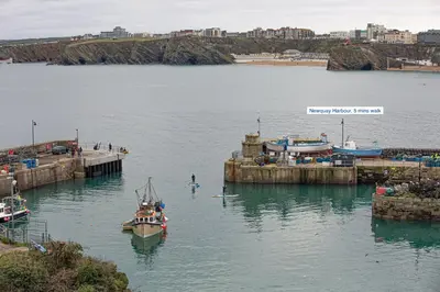 a group of boats in a body of water at Harvest Moon in Newquay