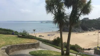 a view of a beach with people in the water at Palace Guesthouse in Newquay