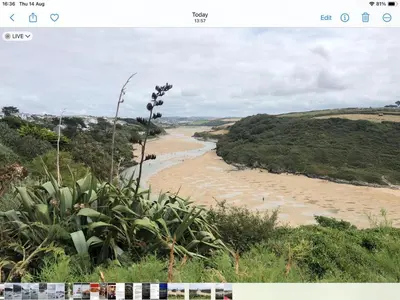 a view of a river from a hill at Ocean View Beach Rd in Newquay