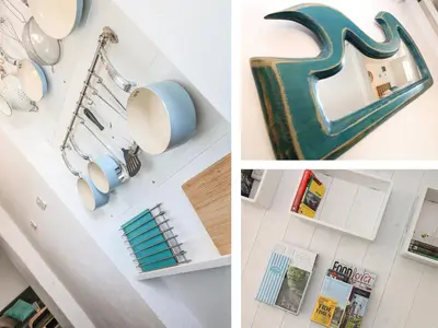 a collage of photos of a kitchen and a house at Gull Rock in Tintagel