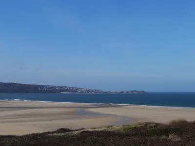 a view of a beach with the ocean in the background at Treleigh in Hayle