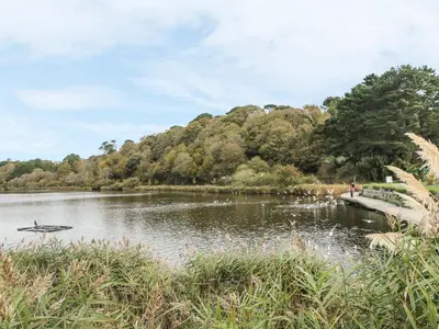 a boat on a lake in a park at Phenests in Falmouth