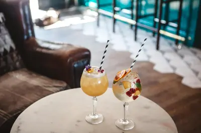 two drinks sitting on top of a table at Star & Garter in Falmouth
