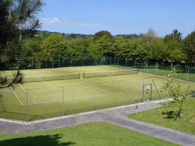 an overhead view of a tennis court at Pine Cottage in Falmouth