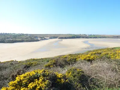 a view of the beach from the top of a hill at Keelyn in Crantock