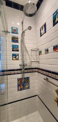 a bathroom with a shower with at The Old Quayside House in Falmouth