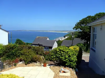 a house with a view of the ocean at Little Coombe in St Ives