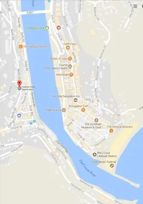 a map of the city of amsterdam with attractions at Polmear Harbour View With Terrace in Looe