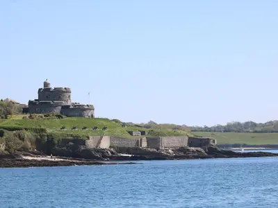 a castle on an island in the water at Hazel in Truro