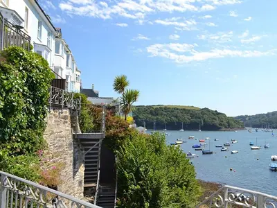 a view of a harbor with boats in the water at Roadstead in Fowey