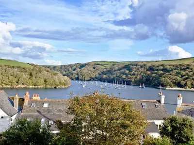 a view of a river with boats in the water at Chyandour in Fowey