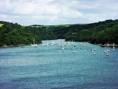 a bunch of boats in a large body of water at St Catherines Court No 7 in Fowey