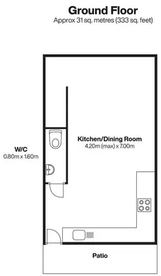 a drawing of a room with a floor plan at Harbour Moorings in St Ives
