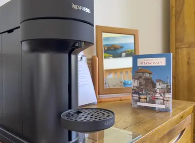 a coffee machine sitting on top of a counter at Mevagissey Bay Hotel in Mevagissey