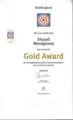 a poster for a global award for occupational quality of accomplishment and defense service at Skysail - Exceptional Sea Views in Mevagissey