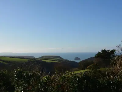 a view of the ocean from the top of a hill at Glenhaven in Tintagel