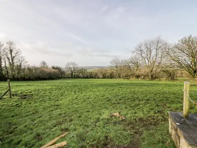 a large field with trees in the background at Sleepy Fox in Bodmin