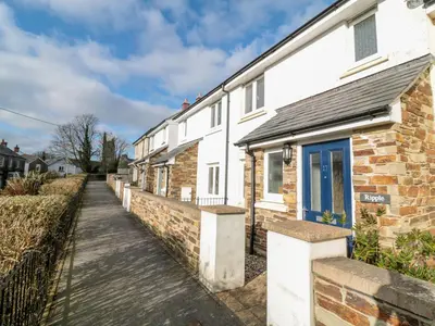 a row of white houses on a street at Ripple in Bodmin