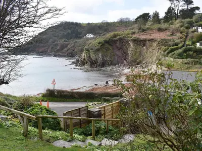 a view of a beach with a body of water at Sea View - Uk30589 in Talland