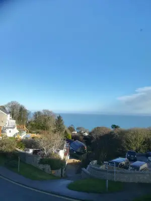 a view of the ocean from a house at Thurlestone House in St Ives