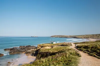 a view of a beach and the ocean at Three Mile Beach in Hayle